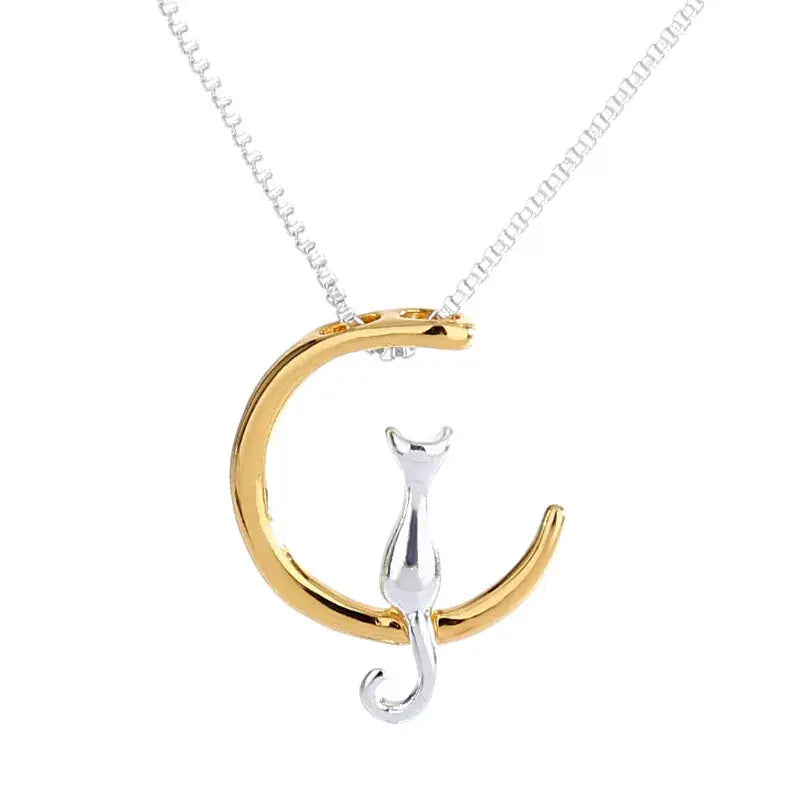 Fashion Necklace Jewelry Cute Moon Cat Necklace Pendant Necklace Gothic Necklace Women Statement Necklace Wholesale Bijoux LiveProsperous