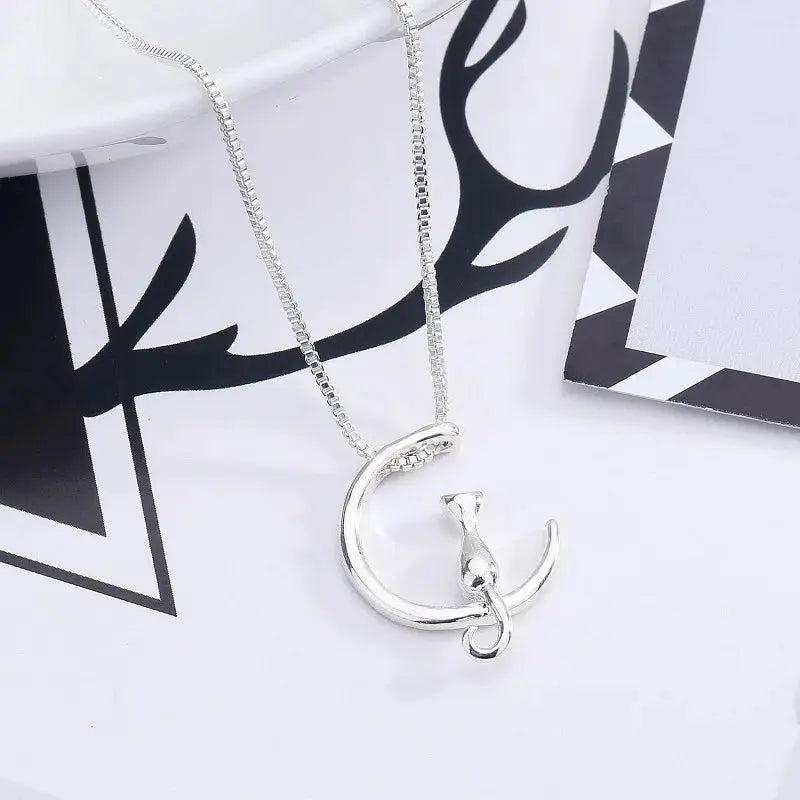 Fashion Necklace Jewelry Cute Moon Cat Necklace Pendant Necklace Gothic Necklace Women Statement Necklace Wholesale Bijoux LiveProsperous